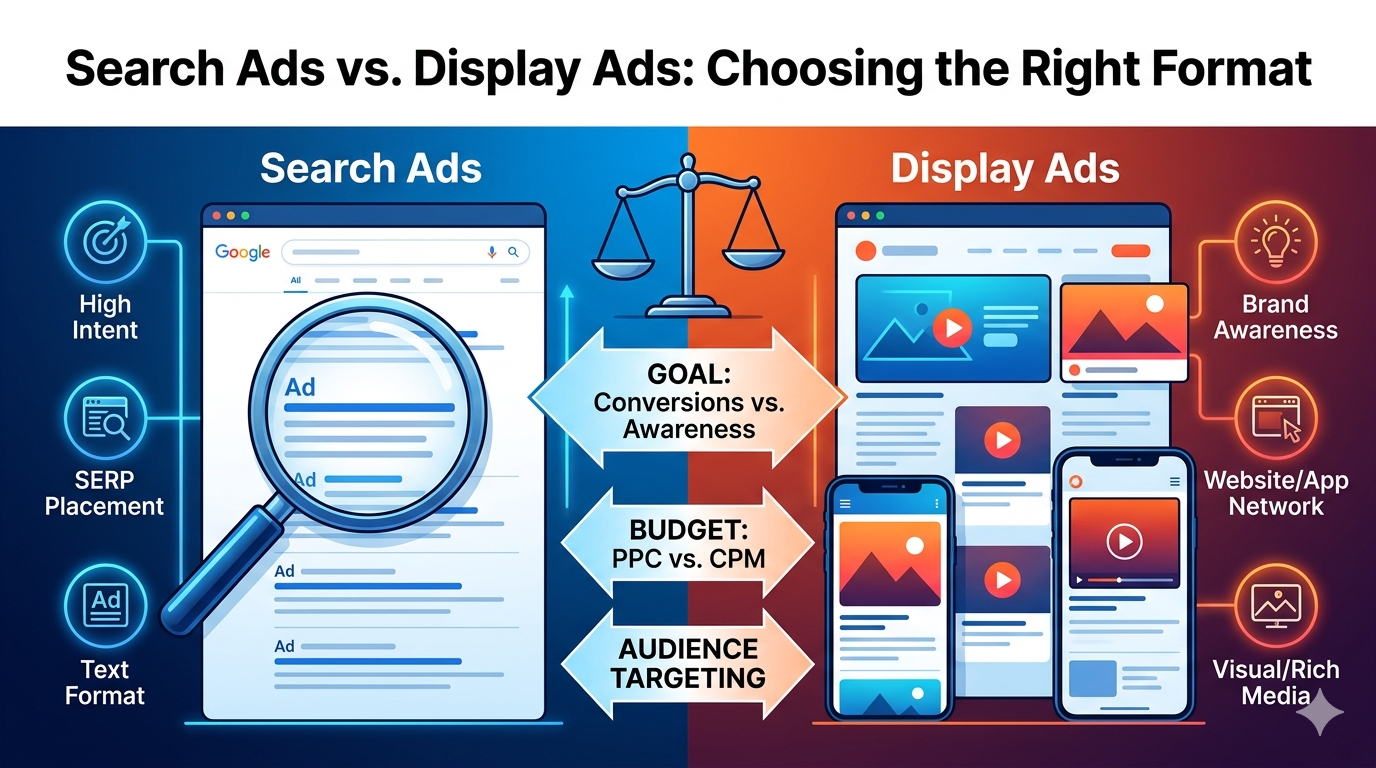 Search Ads vs. Display Ads: Choosing the Right Format